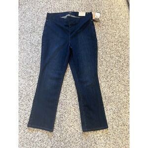 NYDJ Womens Marilyn Blue High Rise Pull On Straight Leg Jeans Sz 1XL